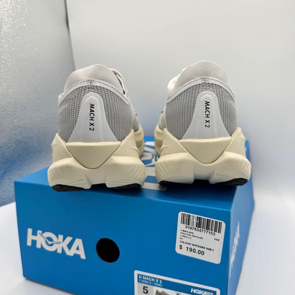 NWT Hoka Mach X 2 U Unisex in White / Cosmic Grey Sneakers Running Shoes NEW - Picture 12 of 16